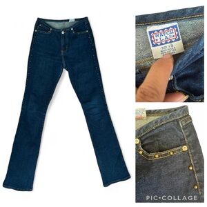 Vintage WATCH L.A. Studded Jeans Made in USA Size 1-2 Y2K 90s Flare Stretc